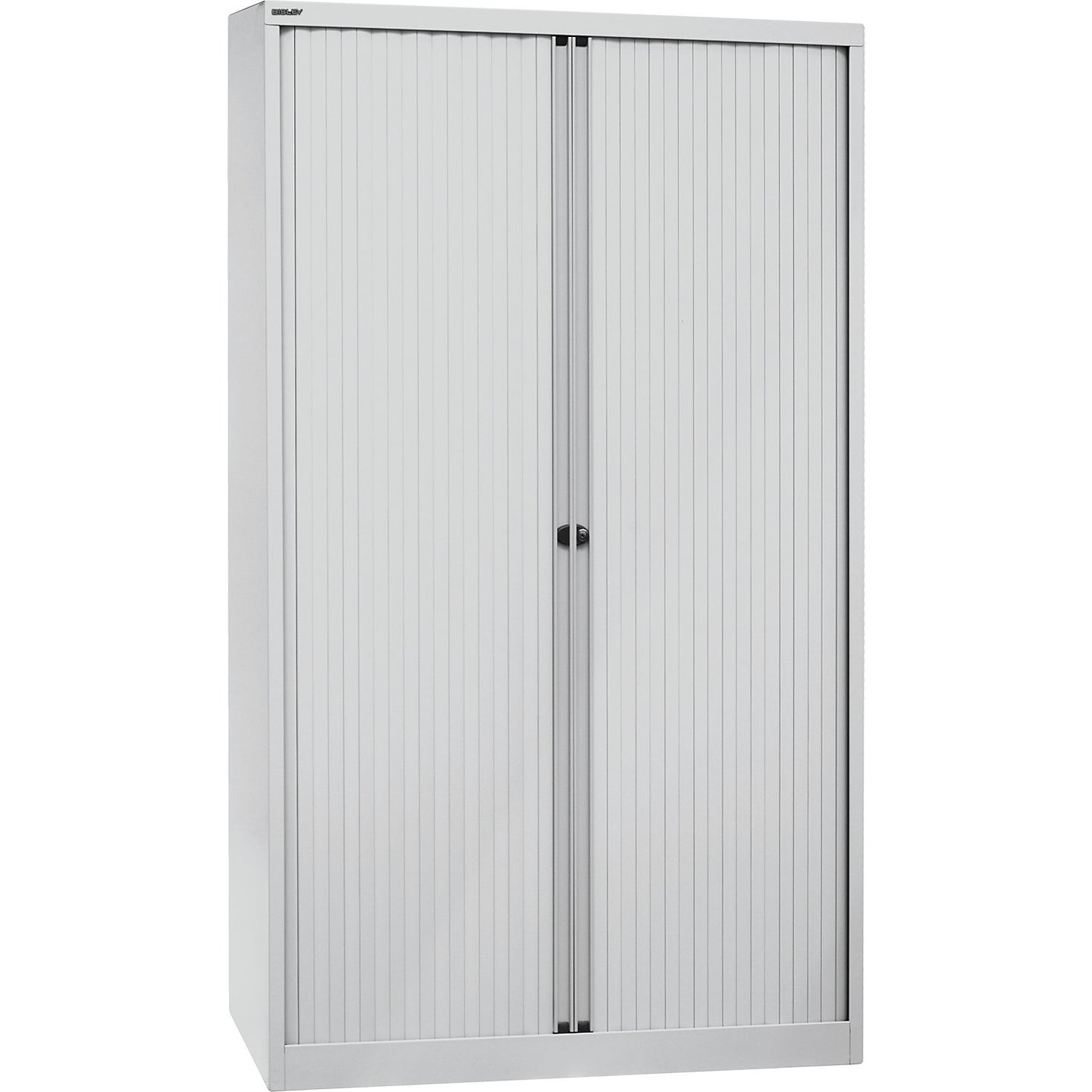 EURO roller shutter cupboard, width 1200 mm, 4 shelves, light grey.