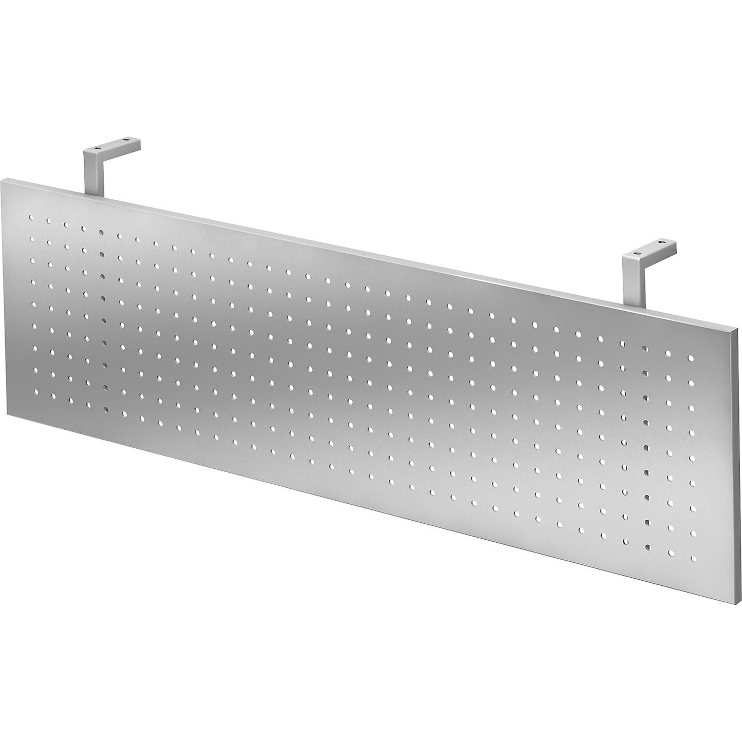 Side panel, perforated sheet metal in white aluminium, for 1200 mm wide tables.