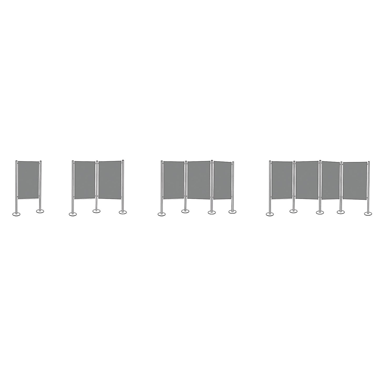 Presentation board set, felt, grey, 4 pinboards, 5 columns.