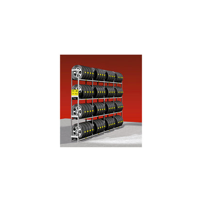 Tyre shelf unit, zinc plated, single sided, 7 levels, extension shelf unit.