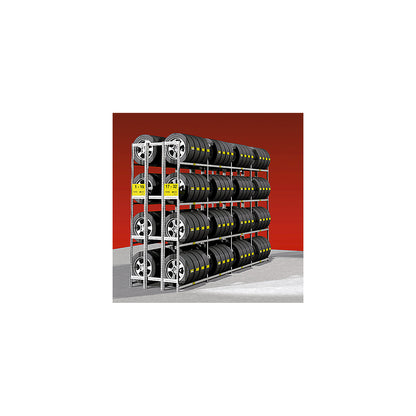 Tyre shelf unit, zinc plated, double sided, 6 levels, standard shelf unit.