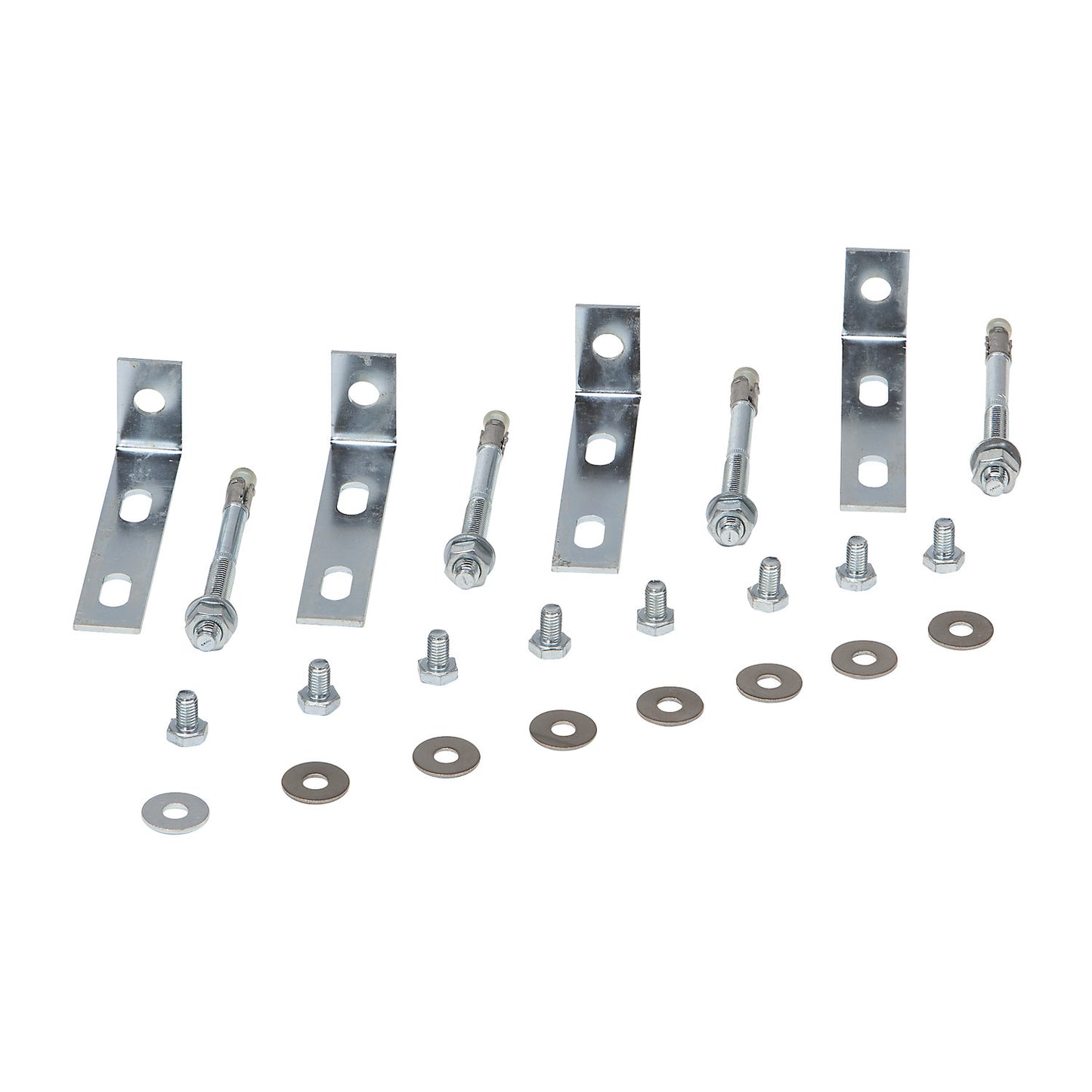 Floor anchoring set, incl. 4 floor anchoring brackets, for PE depot.