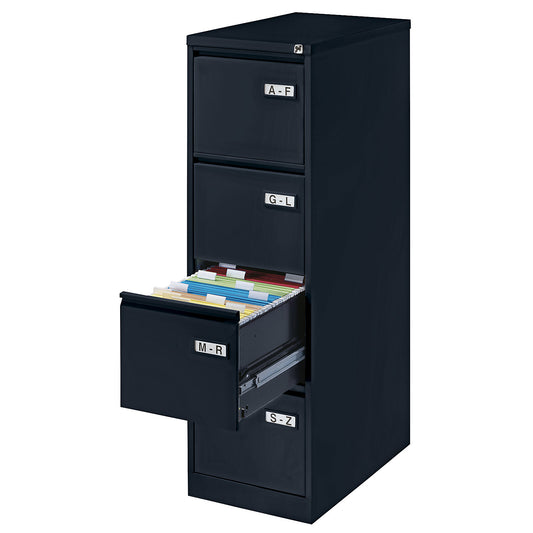 LIGHT suspension file cabinet, 1-track, 4 A4 drawers, jet black.