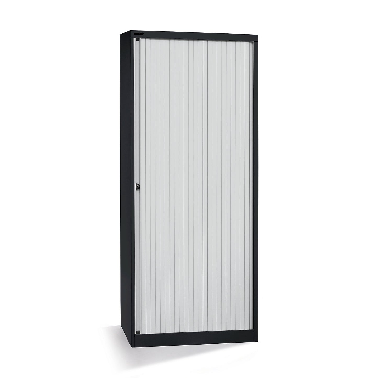 EURO roller shutter cupboard, width 800 mm, 4 shelves, jet black / light grey.