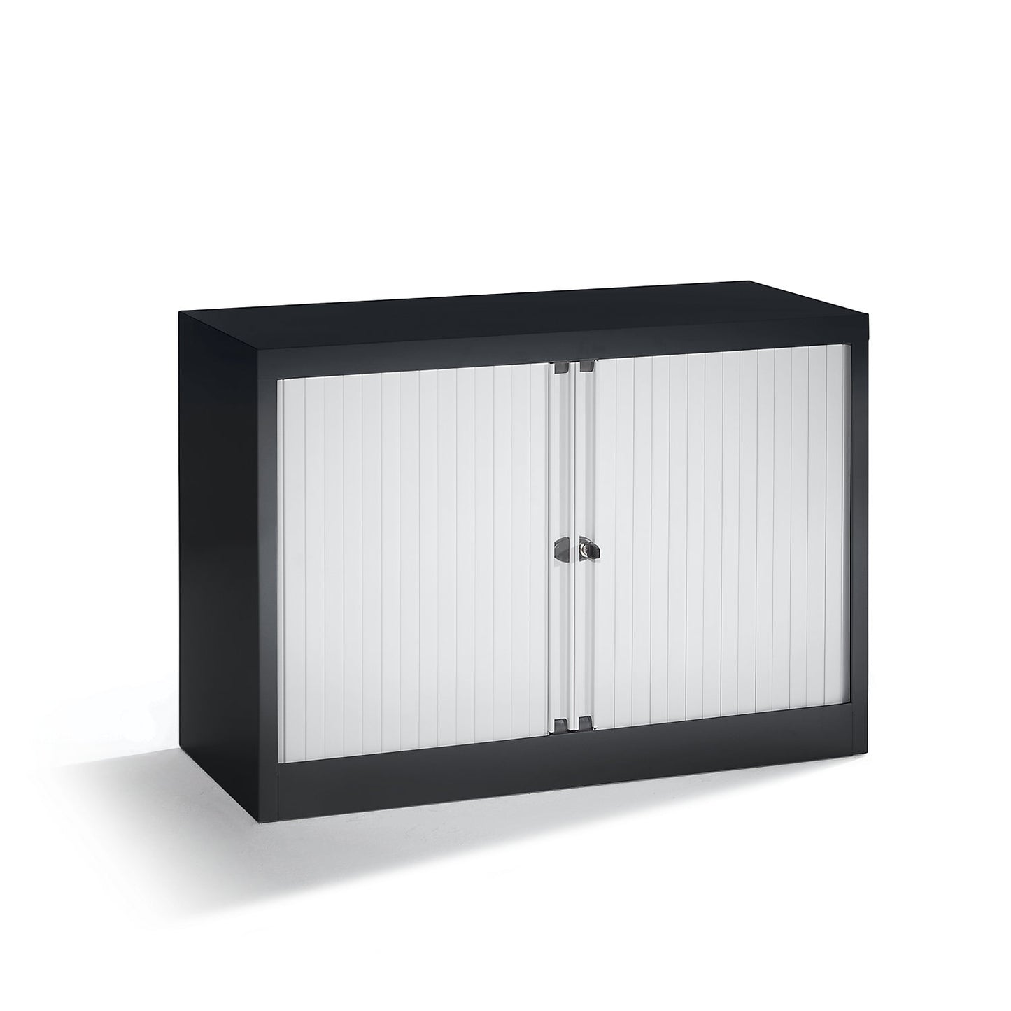 EURO roller shutter cupboard, width 1000 mm, 1 shelf, jet black / light grey.