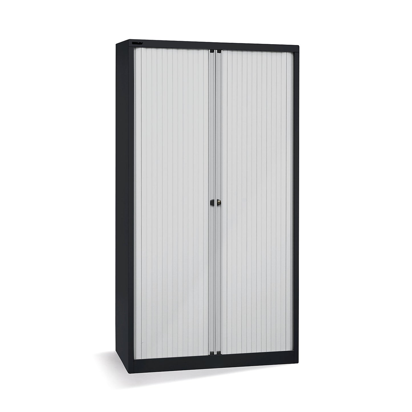 EURO roller shutter cupboard, width 1000 mm, 4 shelves, jet black / light grey.