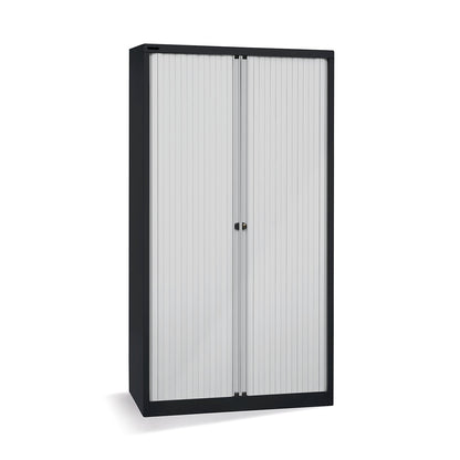 EURO roller shutter cupboard, width 1000 mm, 4 shelves, jet black / light grey.