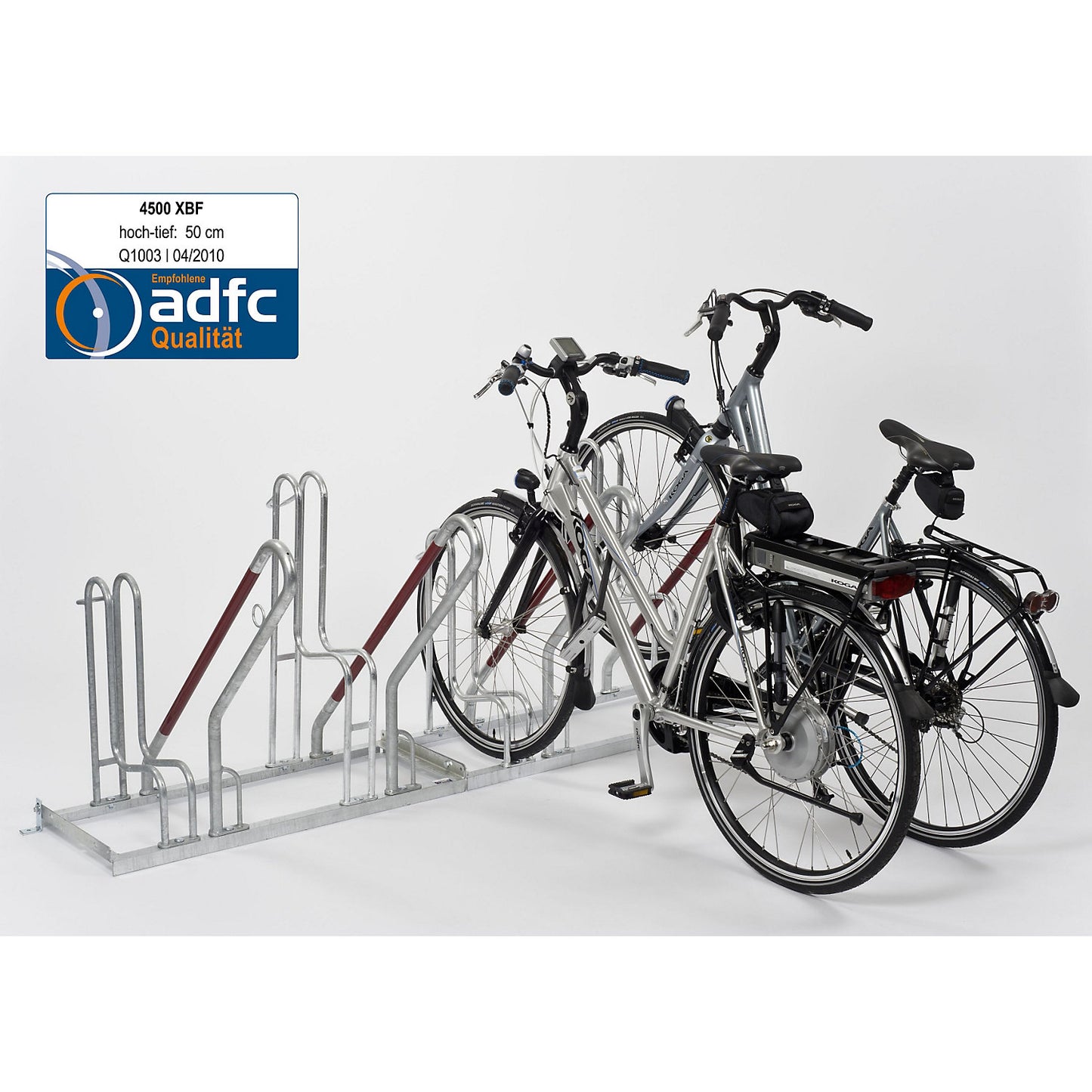Lean-to bicycle rack, 4500 XBF, single sided model, 4 parking spaces.