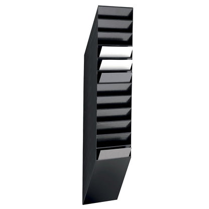 Wall mounted brochure racks, portrait format, 12 x A4, pack of 2, black.