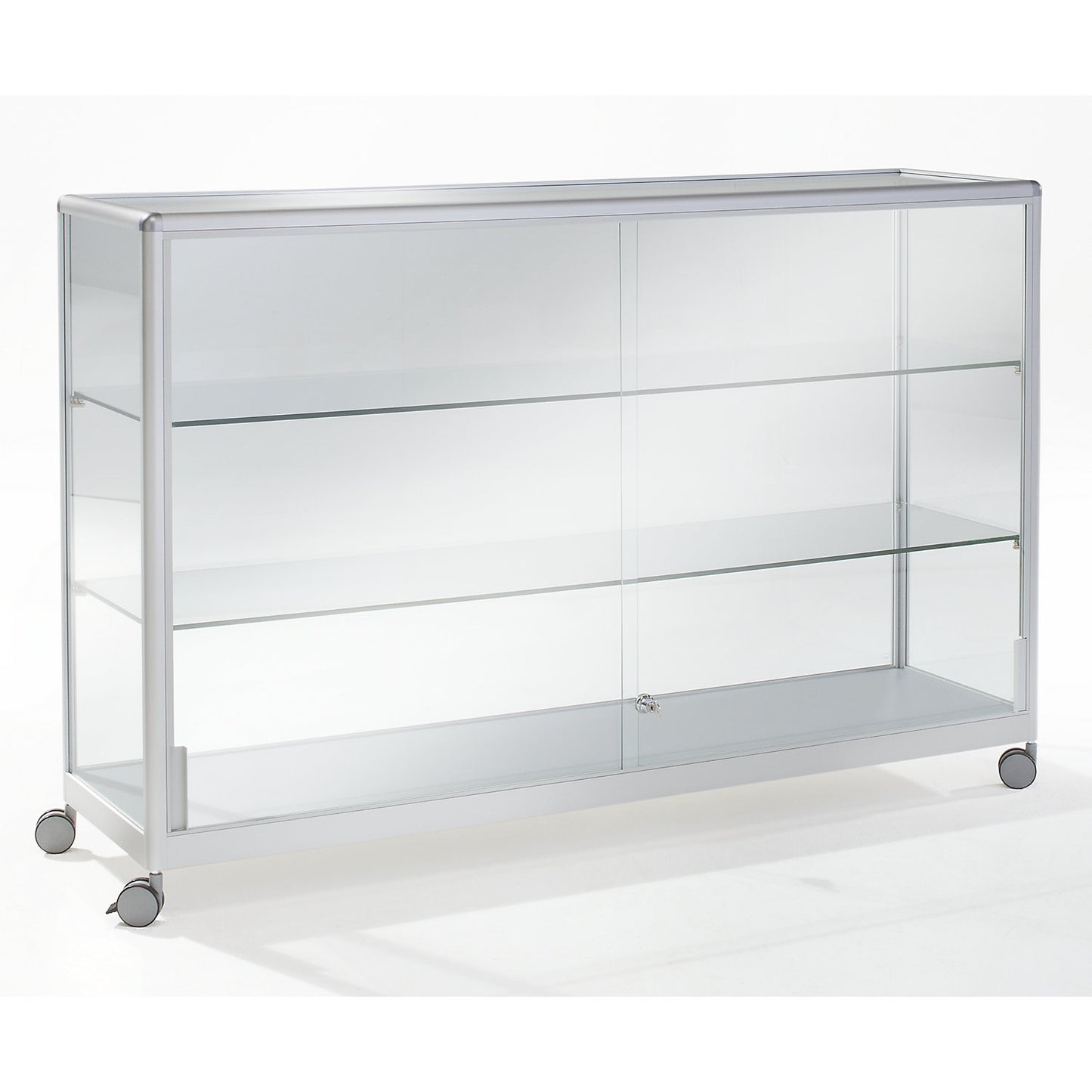 Glass cabinet, half height model, width 1000 mm, 2 sliding doors.