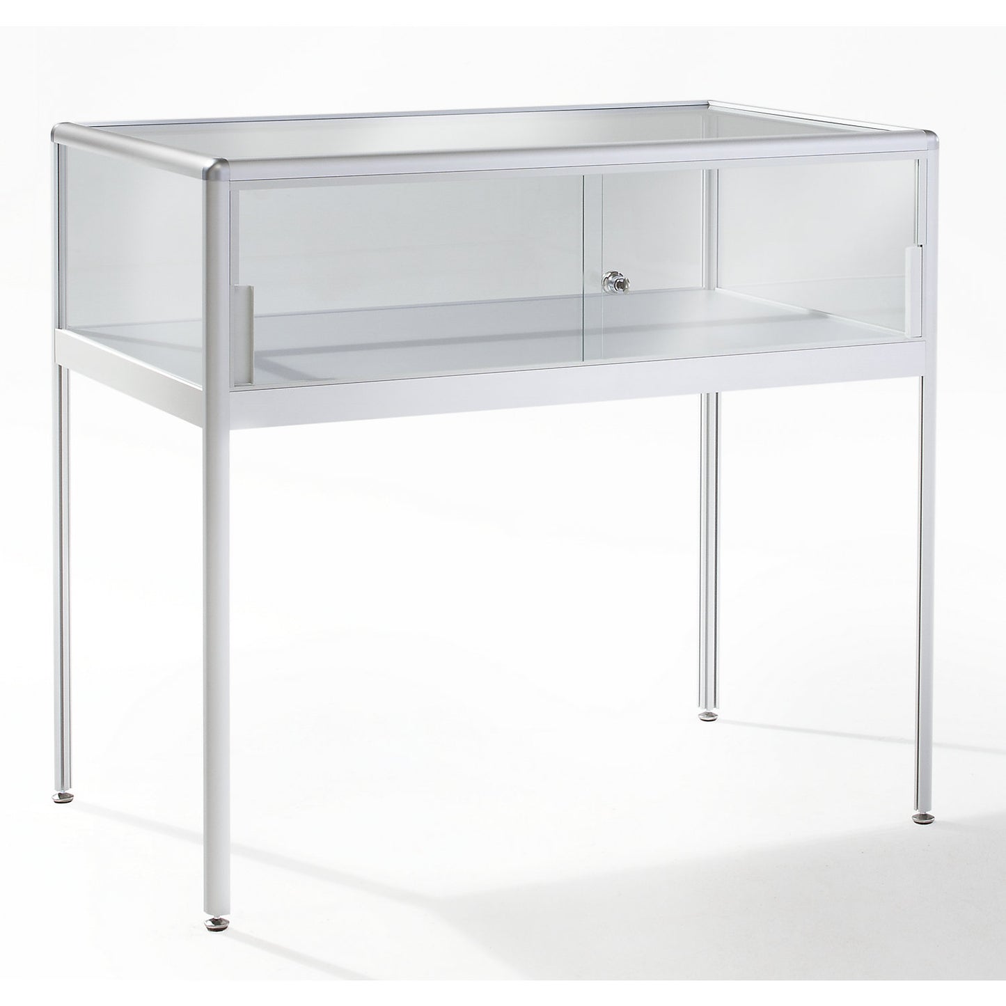 Glass cabinet, table height glass cabinet model, width 1000 mm, 2 sliding doors, flame resistant.