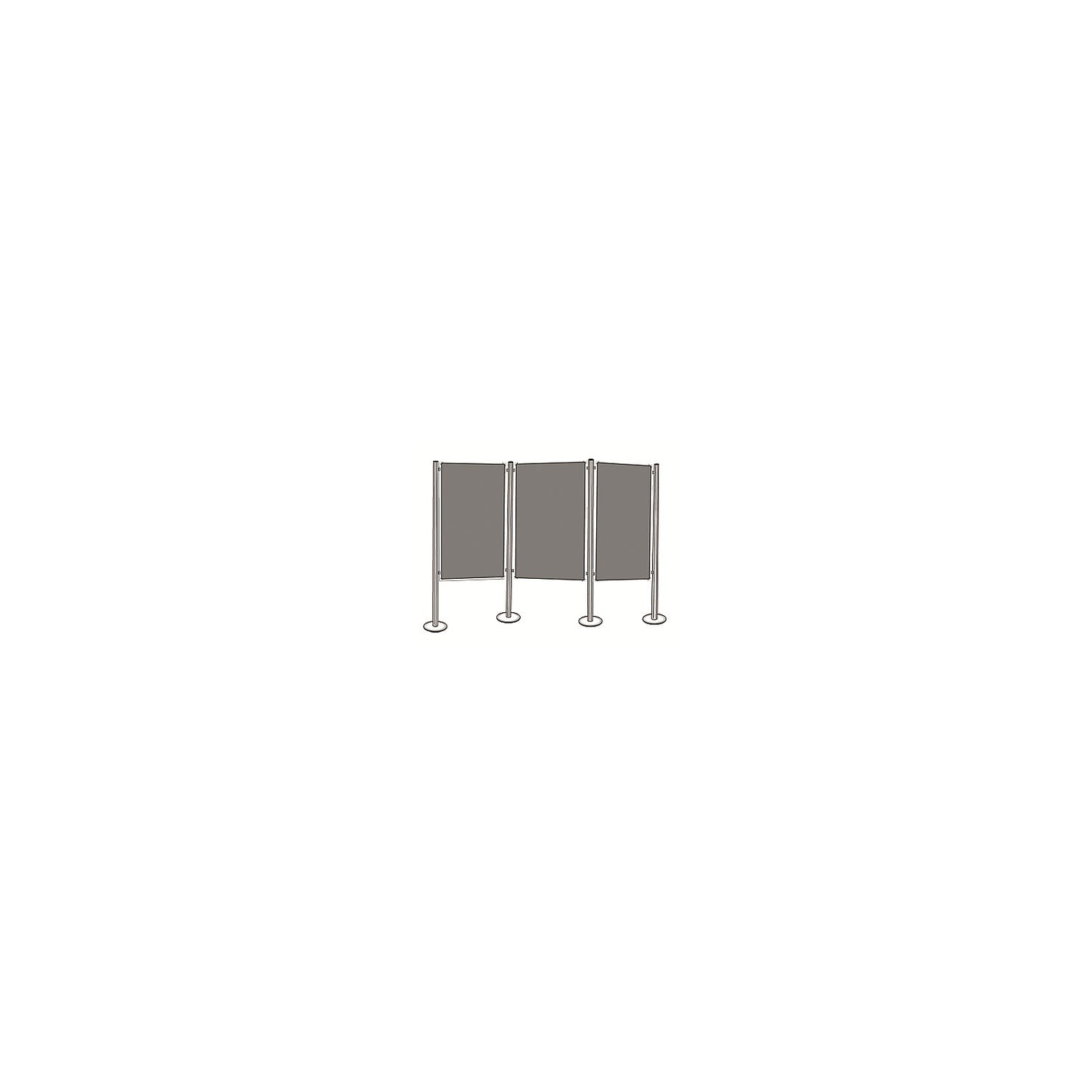 Presentation board set, felt, grey, 3 pinboards, 4 columns.