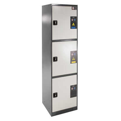 MULTIRISK chemical storage cupboard, 1 shelf, 1 base sump tray, HxWxD 1950 x 540 x 520 mm, 3 compartments.