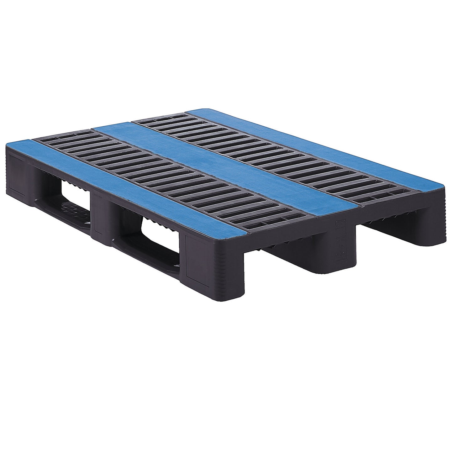 Heavy duty pallet, non-slip coating, with 3 runners and reinforcement profiles, width 800 mm.