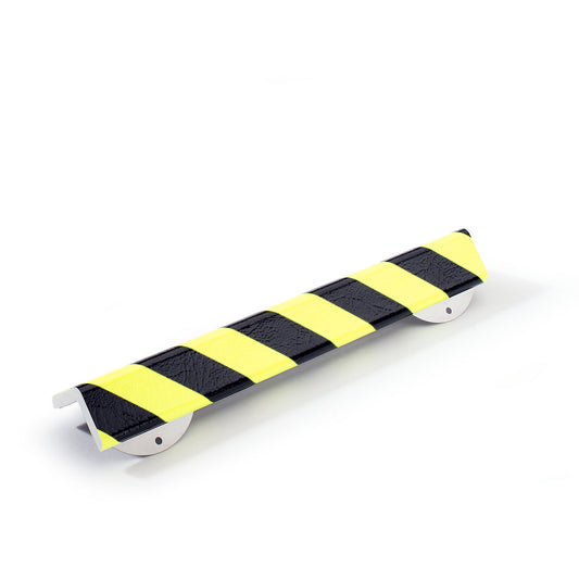 Knuffi® corner protection with mounting rail, type H+, 500 mm piece, black / fluorescent.