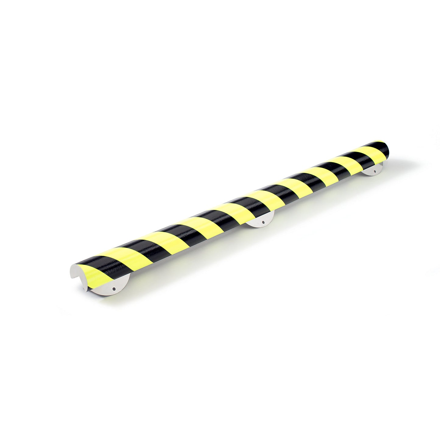 Knuffi® corner protection with mounting rail, type A+, 500 mm piece, black / fluorescent.