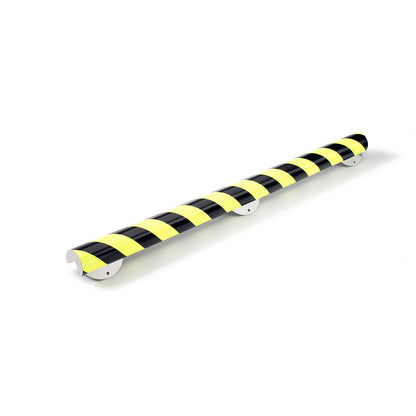 Knuffi® corner protection with mounting rail, type A+, 500 mm piece, black / fluorescent.
