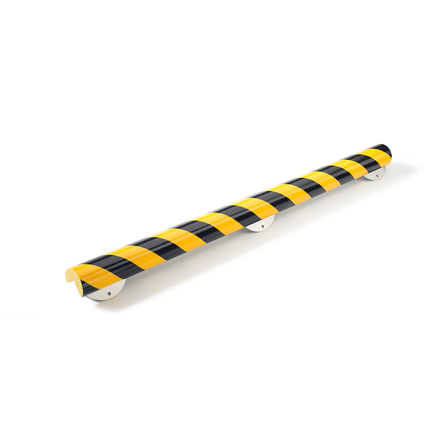 Knuffi® corner protection with mounting rail, type A+, 1 m piece, black / yellow.