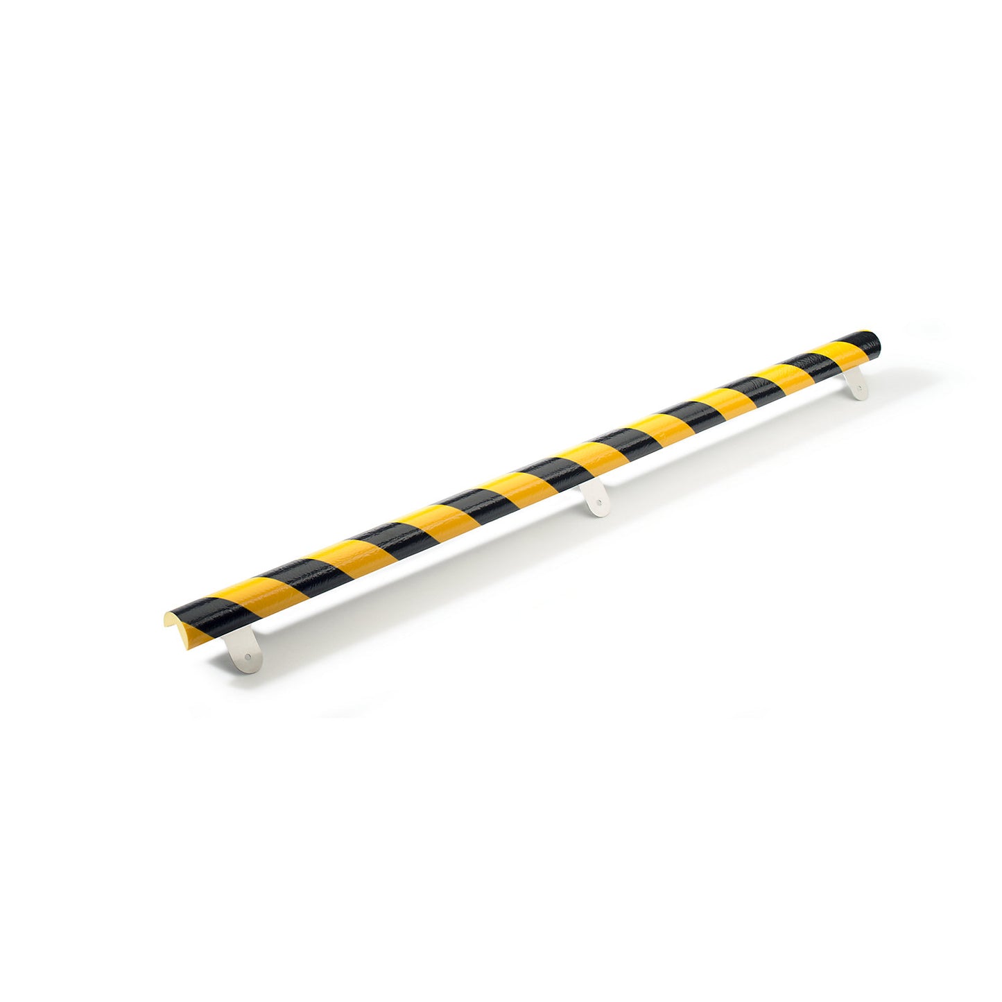 Knuffi® corner protection with mounting rail, type A, 1 m piece, black / yellow.