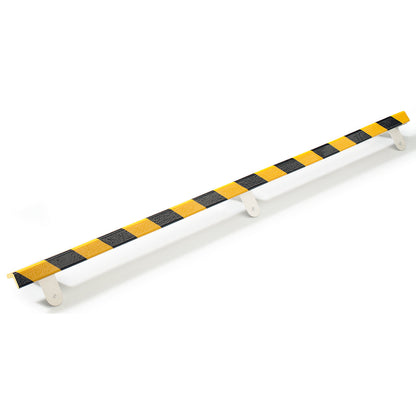 Knuffi® corner protection with mounting rail, type E, 1 m piece, black / yellow.