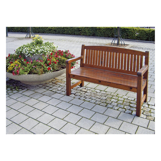 Wooden bench, brown, overall height 930 mm, 2 seater.