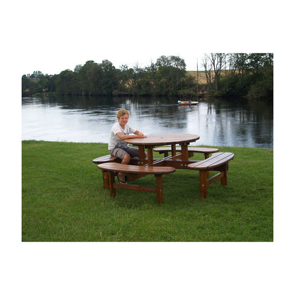 Picnic bench, round, table Ø 1100 mm, honey brown.