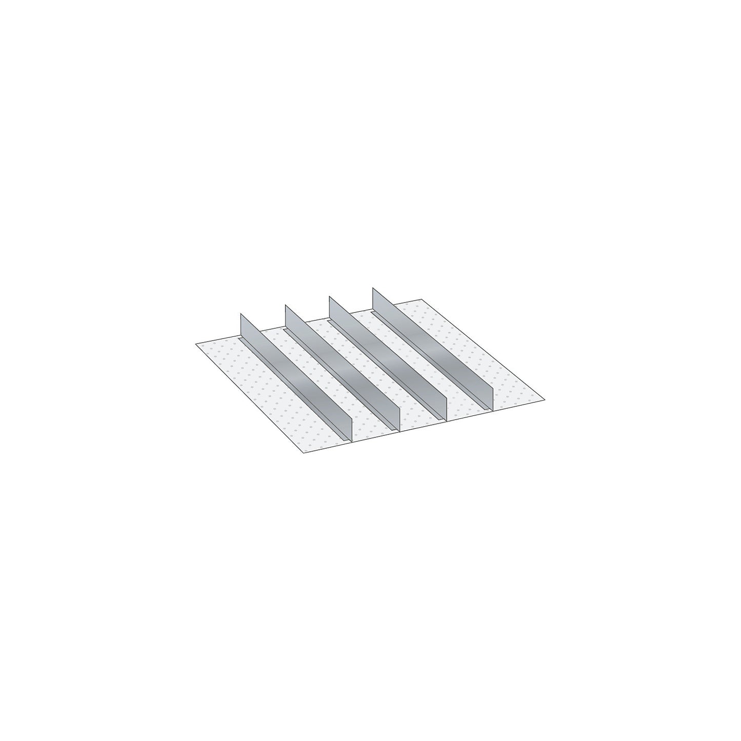 Drawer division material set, 4 partitions, for front height 100, 125 mm.