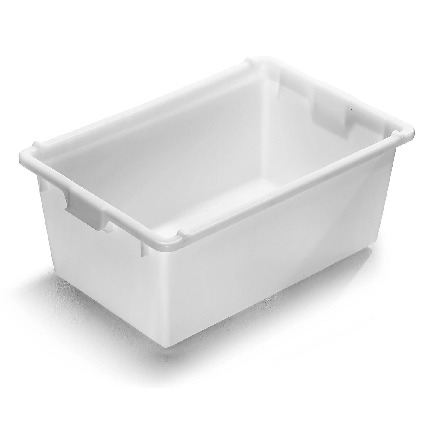 Plastic stacking container, capacity 80 l, external dimensions LxWxH 760 x 500 x 320 mm, white.