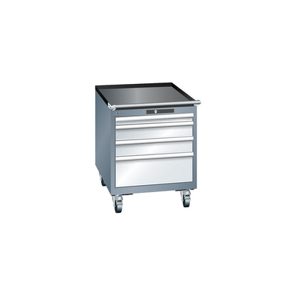 Drawer cupboard, width 564 mm, mobile, 4 drawers, HxD 723 x 725 mm, grey metallic / light grey.