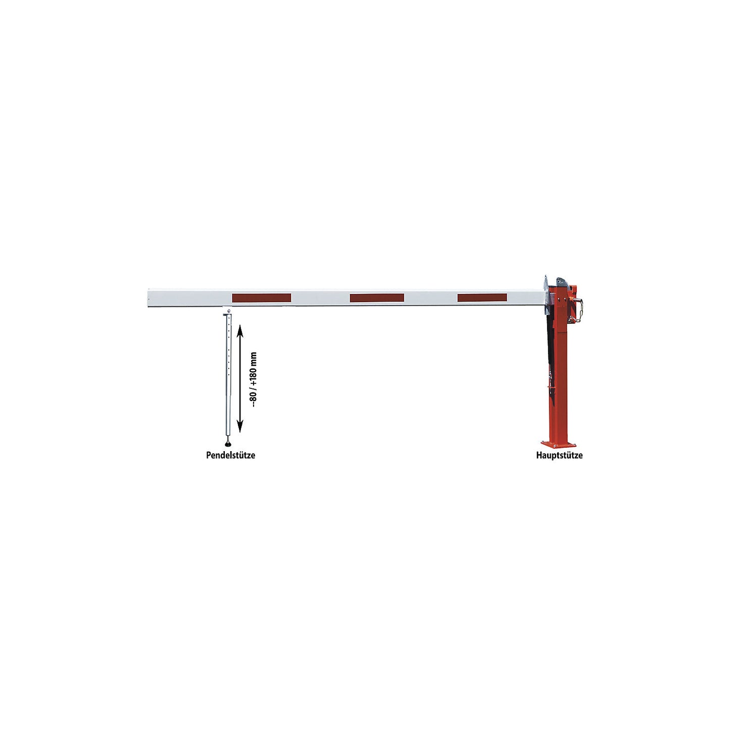 Manual barrier, spring loaded pendulum support, barrier beam length 4.5 m.