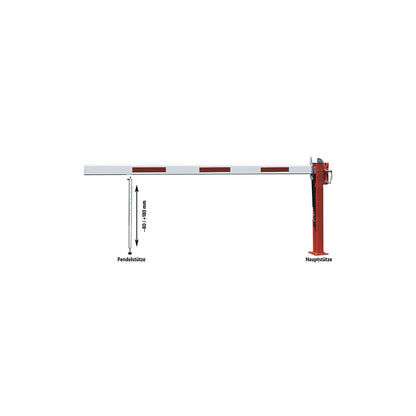 Manual barrier, spring loaded pendulum support, barrier beam length 4.5 m.
