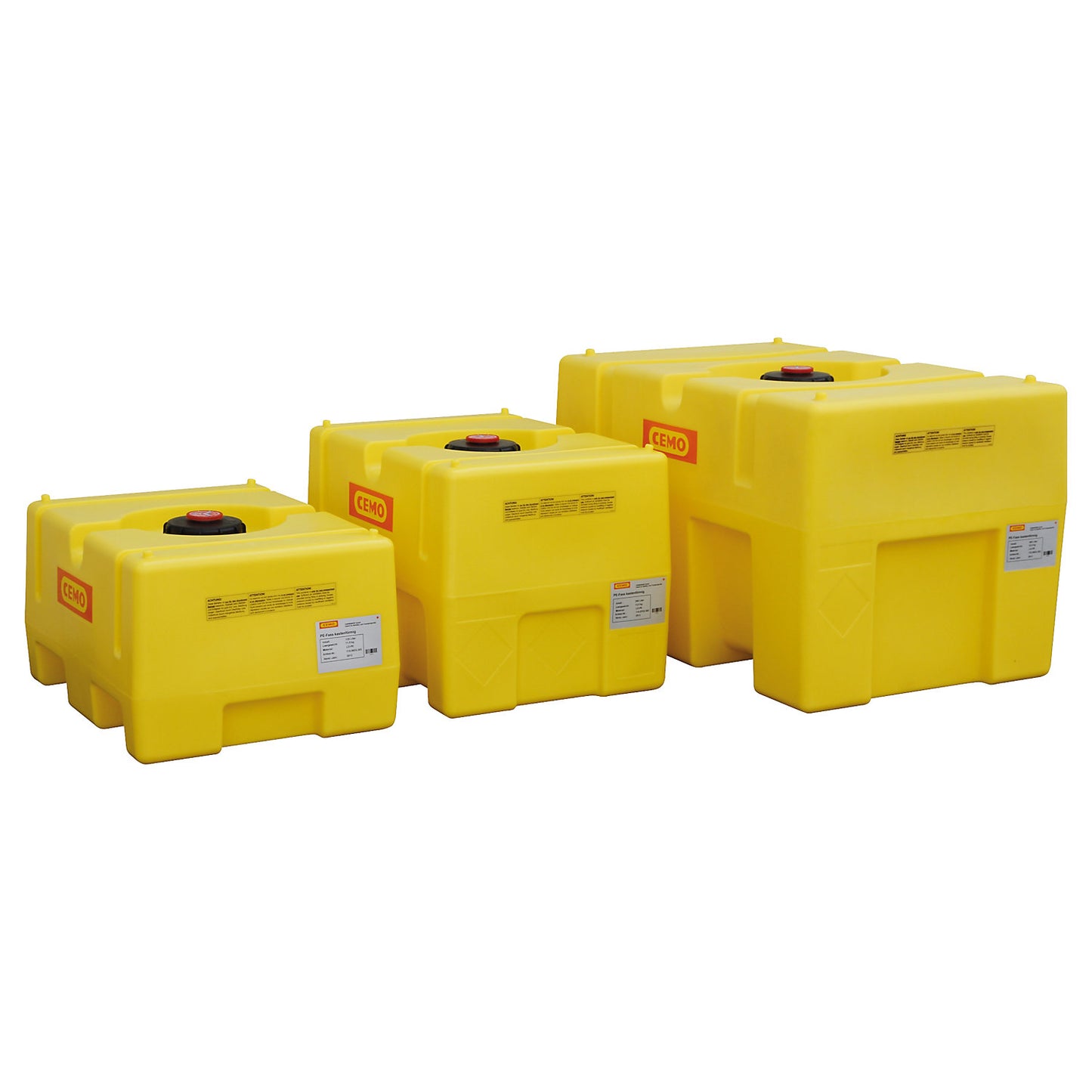PE water drum, box shaped, yellow, capacity 200 l.