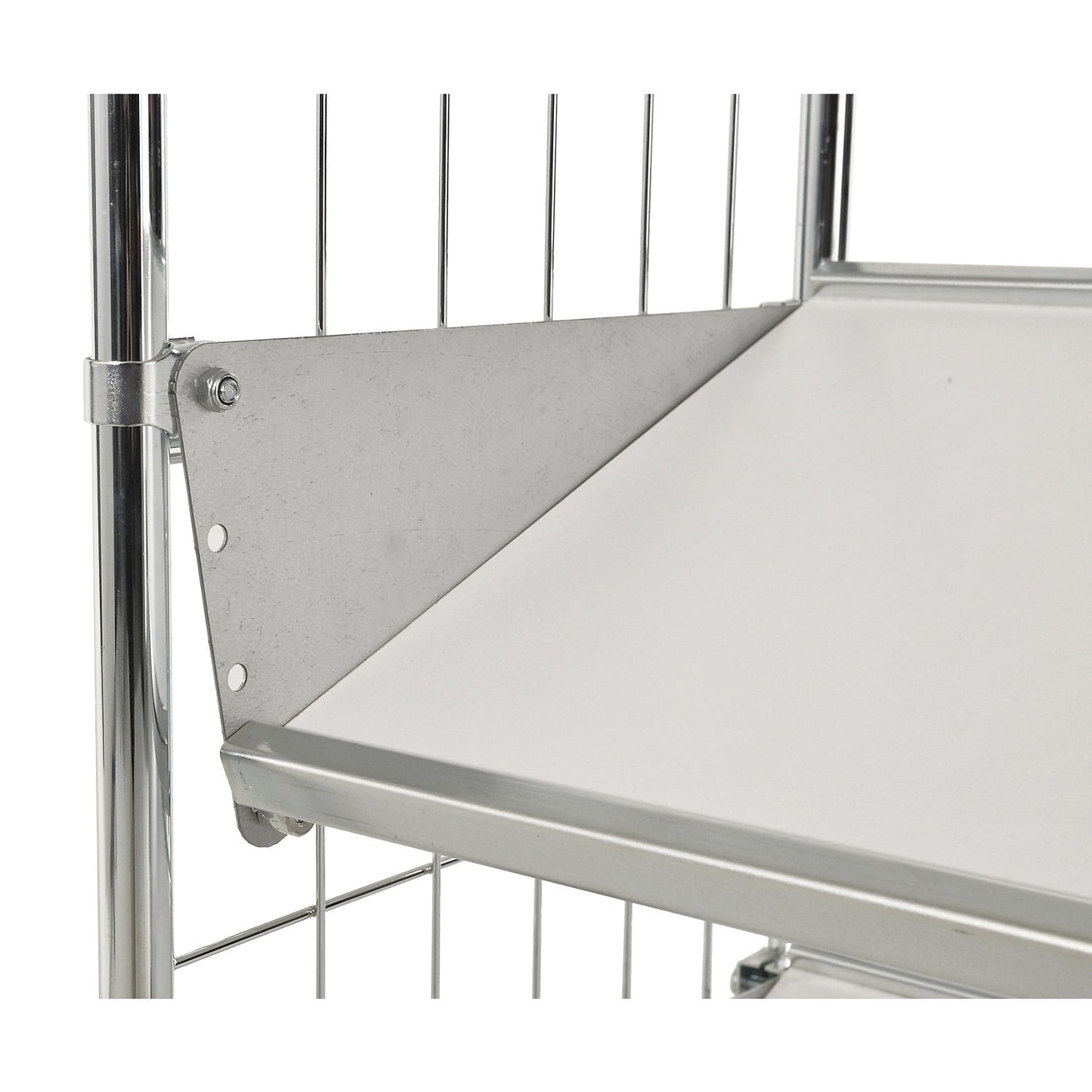 Assembly set, for inclining shelves, for shelf trucks.