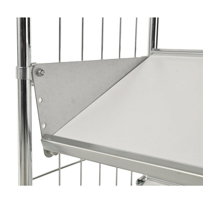 Assembly set, for inclining shelves, for shelf trucks.