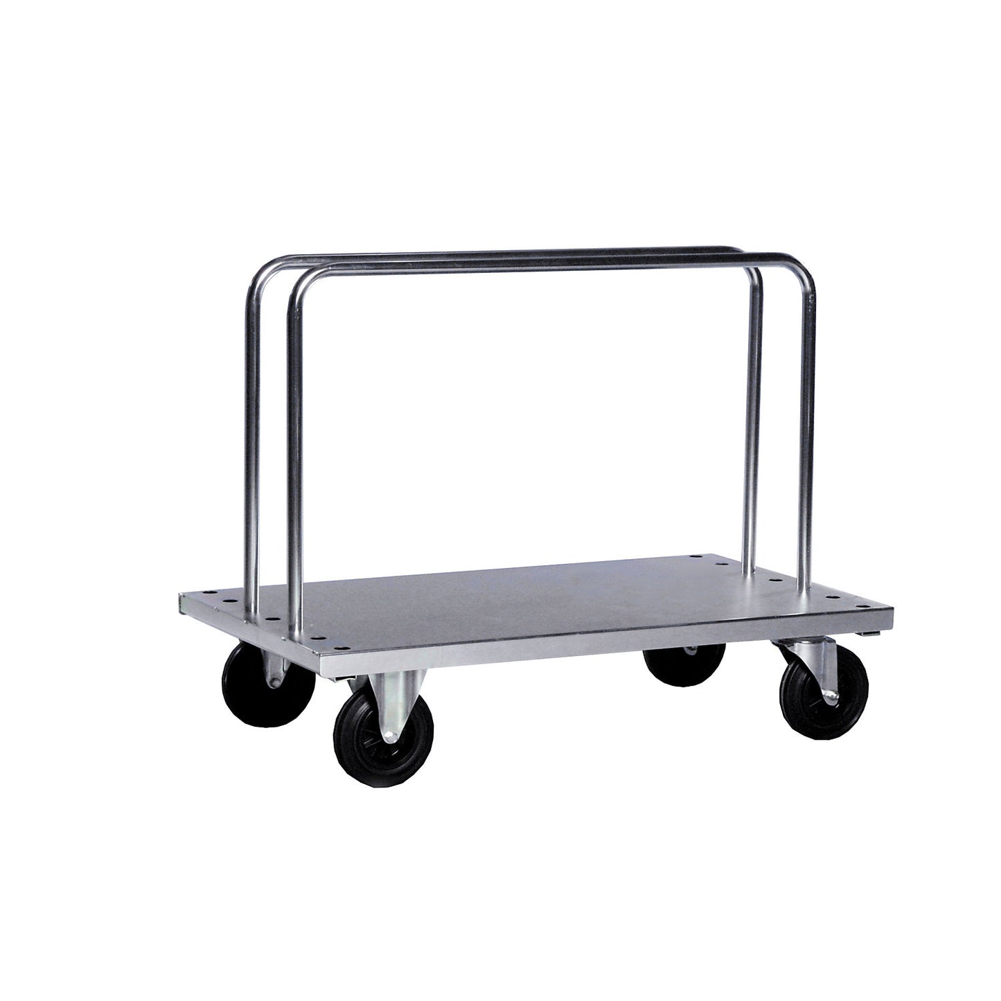 Heavy duty plate truck, incl. 2 bars, LxWxH 1250 x 700 x 945 mm, 2 swivel castors with stops, 2 fixed castors.