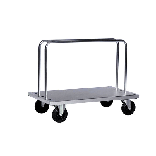 Heavy duty plate truck, incl. 2 bars, LxWxH 1250 x 700 x 945 mm, 2 swivel castors with stops, 2 fixed castors.