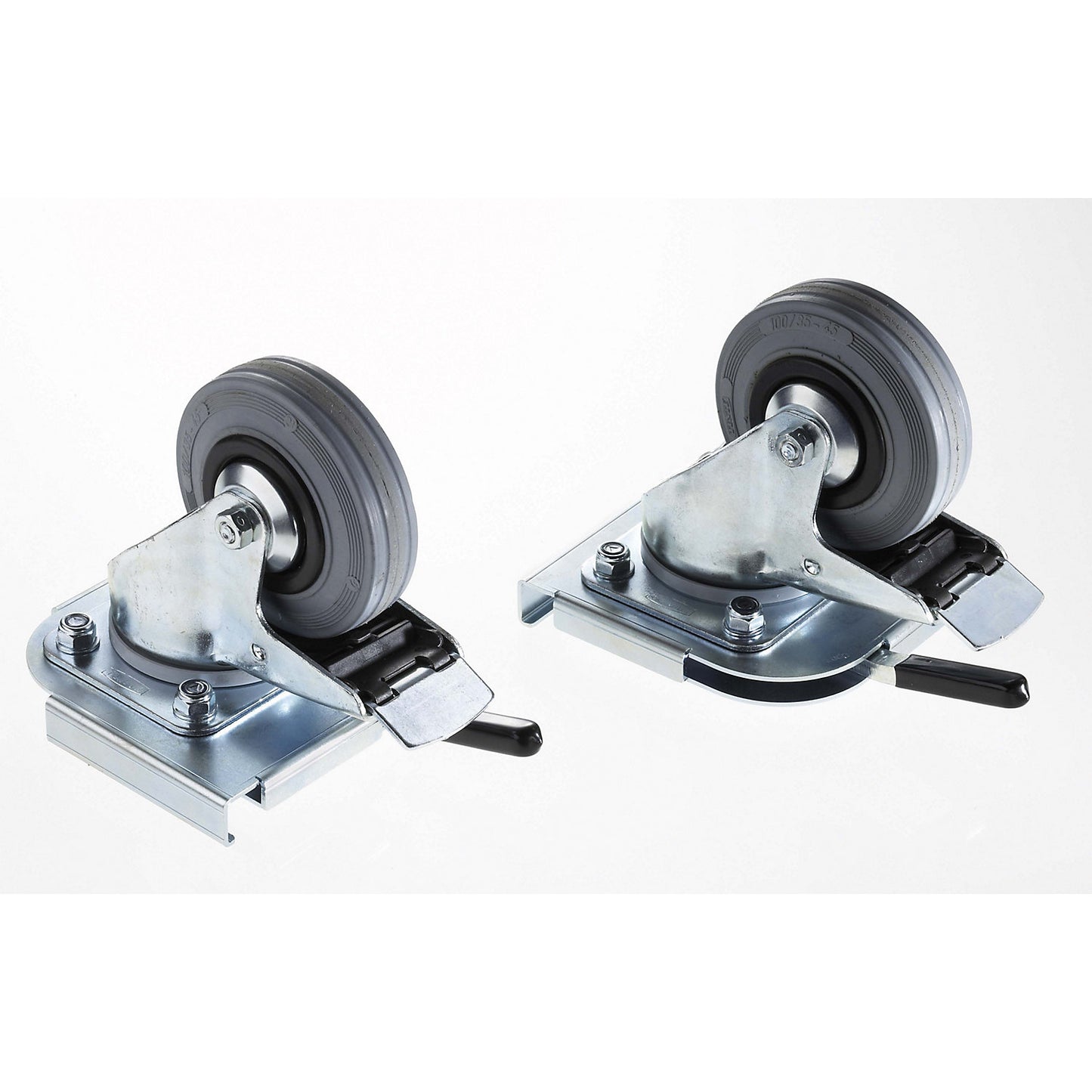 Clip-on castor set, 2 swivel castors, wheel Ø 100 mm.