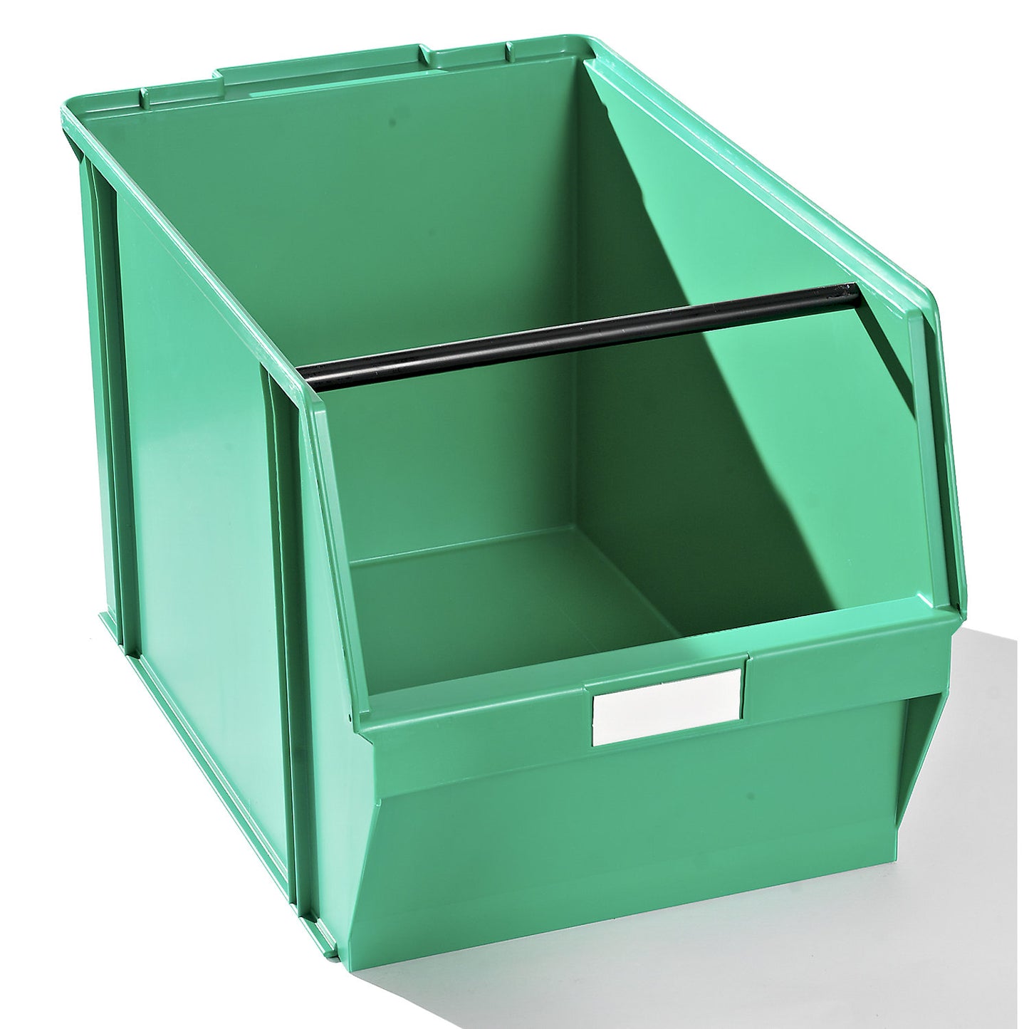Open fronted storage bin made of polystyrene, LxWxH 500 x 309 x 300 mm, pack of 2, green with carrying bar.