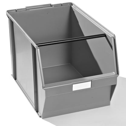 Open fronted storage bin made of polystyrene, LxWxH 500 x 309 x 300 mm, pack of 2, grey with carrying bar.