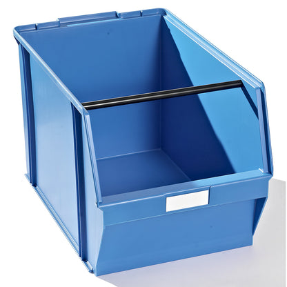 Open fronted storage bin made of polystyrene, LxWxH 500 x 309 x 300 mm, pack of 2, blue with carrying bar.