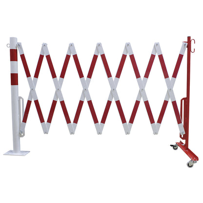 Barrier post with expanding barrier, round tubing Ø 60 mm, to bolt in place, red / white, max. length 4000 mm.