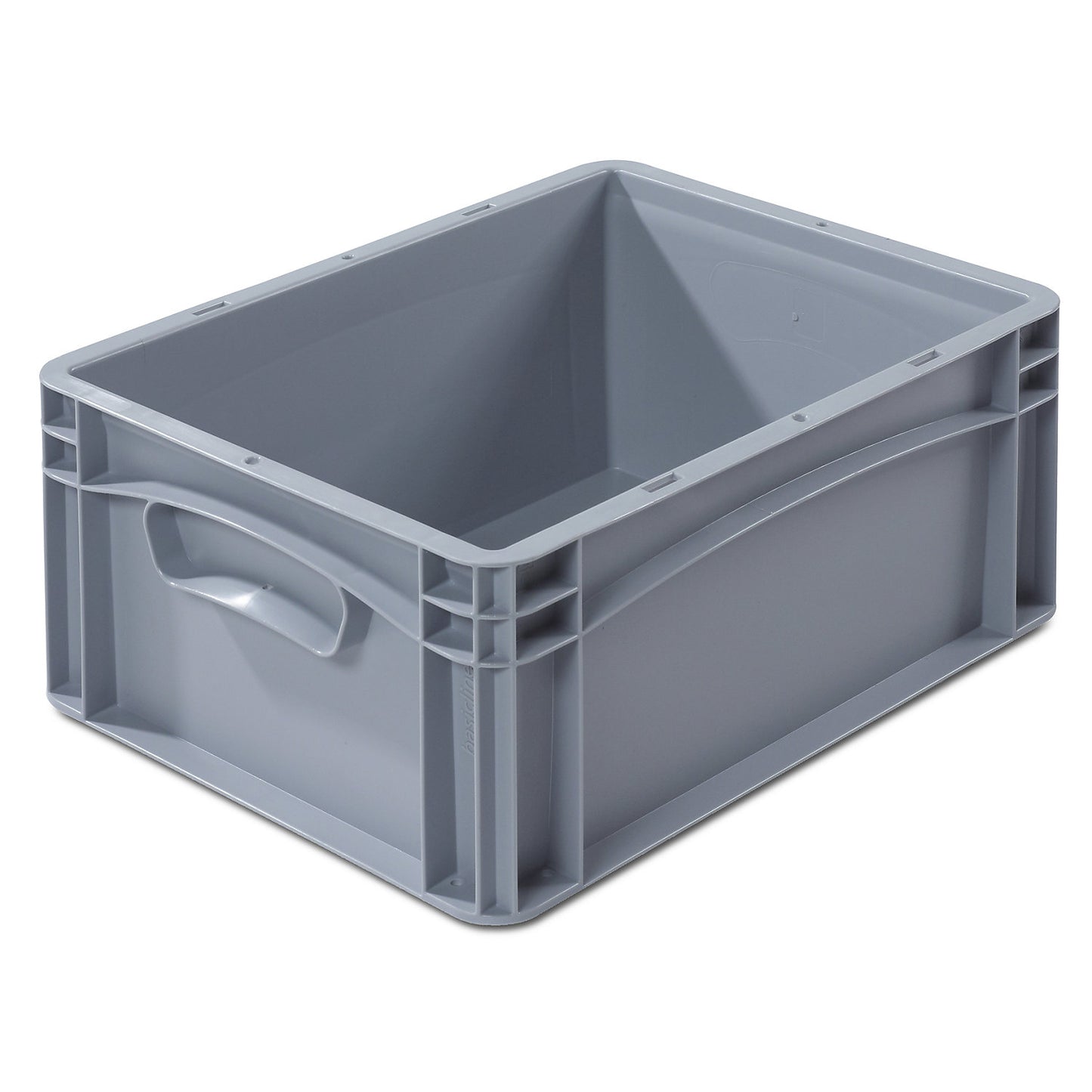 Euro size container, LxW 400 x 300 mm, solid walls and base, height 170 mm.