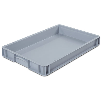 Euro size container, LxW 600 x 400 mm, solid walls and base, height 70 mm.