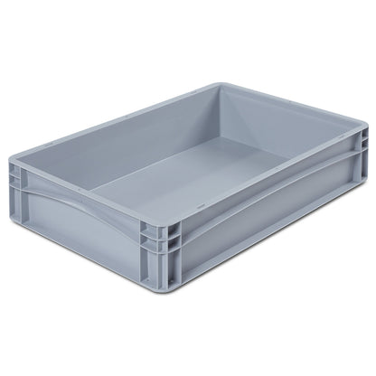 Euro size container, LxW 600 x 400 mm, solid walls and base, height 120 mm.