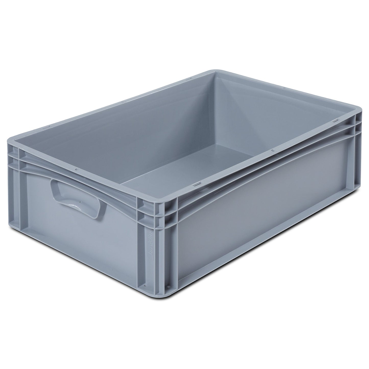 Euro size container, LxW 600 x 400 mm, solid walls and base, height 170 mm.