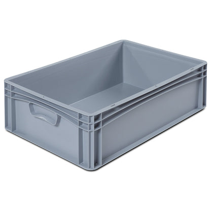 Euro size container, LxW 600 x 400 mm, solid walls and base, height 170 mm.