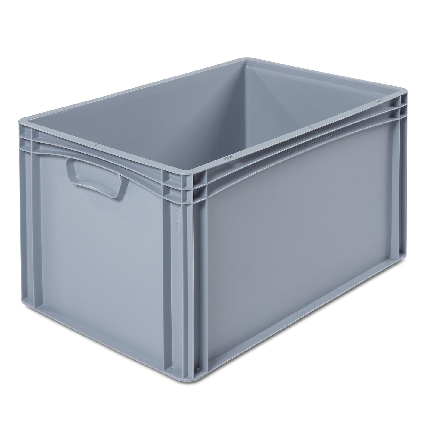 Euro size container, LxW 600 x 400 mm, solid walls and base, height 320 mm.