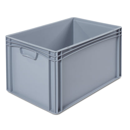 Euro size container, LxW 600 x 400 mm, solid walls and base, height 320 mm.