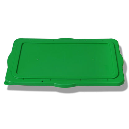 Stacking lid for plastic container, made of polyethylene, closes tightly, green.