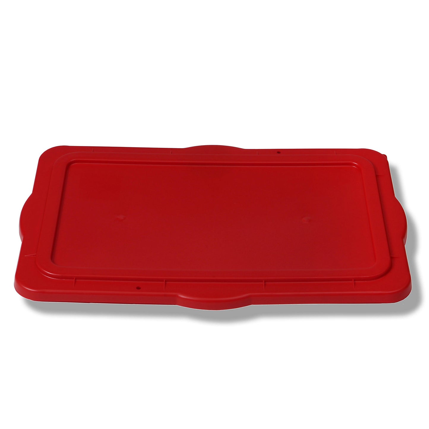 Stacking lid for plastic container, made of polyethylene, closes tightly, red.